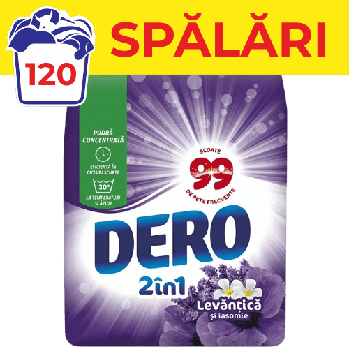 Detergent de rufe pudră Dero Levantica si iasomie 9kg 120 spalari