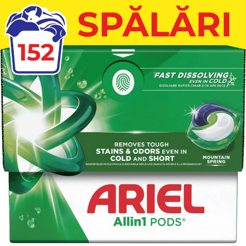 Detergent rufe capsule ARIEL All In One PODS Mountain Spring 152 spalari