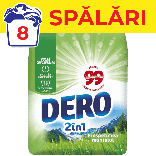 Detergent de rufe pudră Dero Prospetimea muntelui 600g 8 spalari