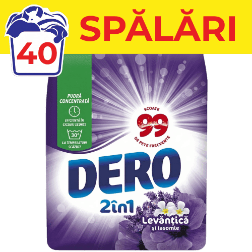 Detergent de rufe pudră Dero Levantica si iasomie 3kg 40 spalari