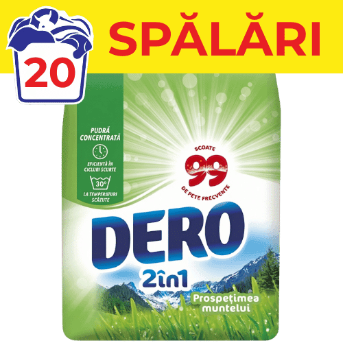 Detergent de rufe pudră Dero Prospetimea muntelui 1.5kg 20 spalari