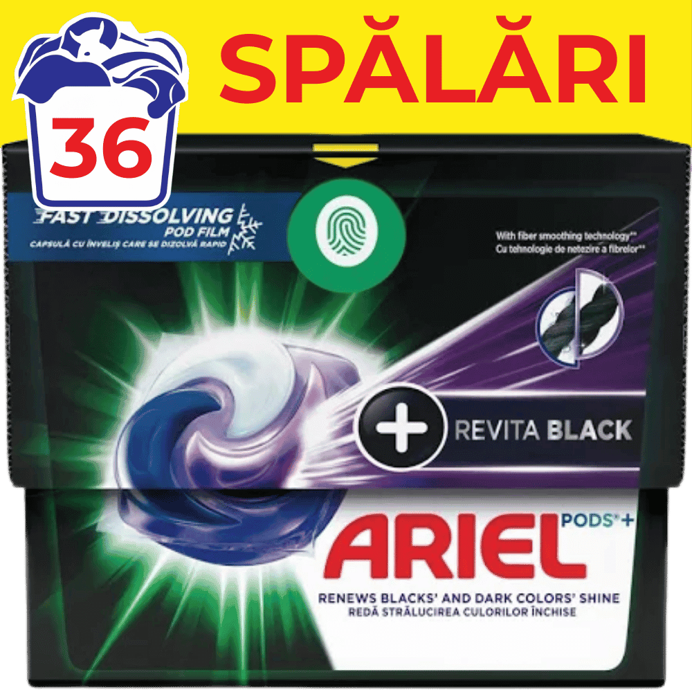 Detergent rufe capsule ARIEL All In One PODS Revita Black 36 spalari