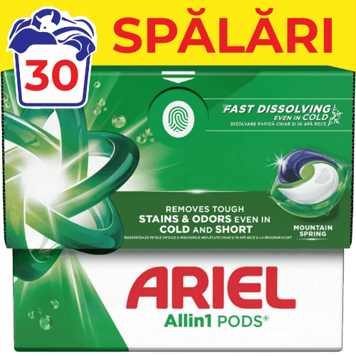 Detergent rufe capsule ARIEL All In One PODS Mountain Spring 30 spalari