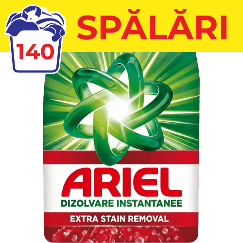Detergent de rufe pudră Ariel Extra Stain Removal 9.10kg 140 spalari