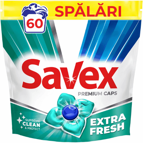 Detergent de rufe capsule SAVEX Premium Caps Extra Fresh 60 spalari