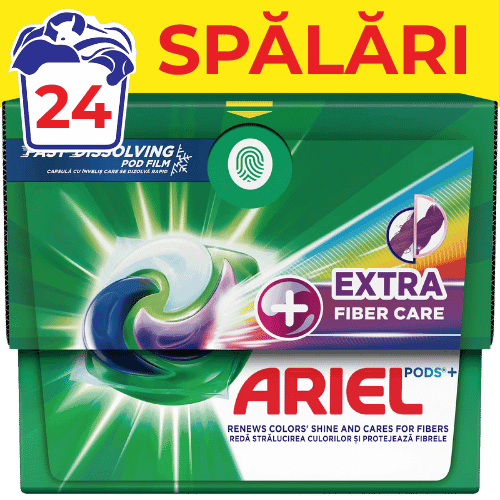 Detergent rufe capsule ARIEL All In One PODS Extra Fiber Care 24 spalari