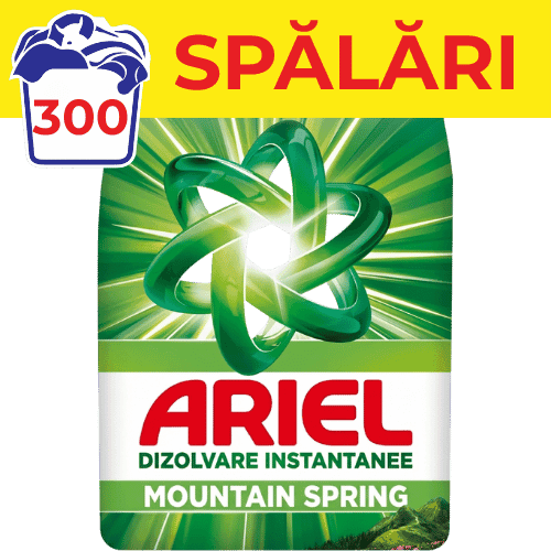 Detergent de rufe pudră Ariel Mountain Spring 19.5kg 300 spalari