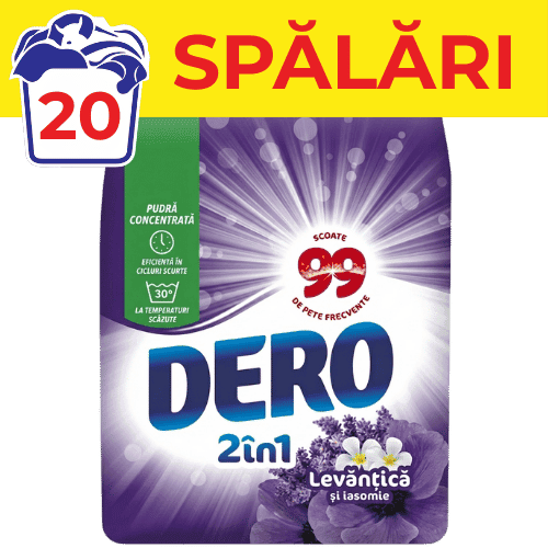 Detergent de rufe pudră Dero Levantica si iasomie 1.5kg 20 spalari