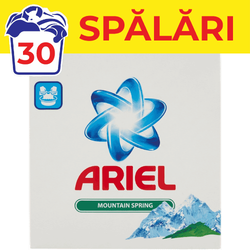 Detergent de rufe manual Ariel Mountain Spring 1.80kg 30 spalari
